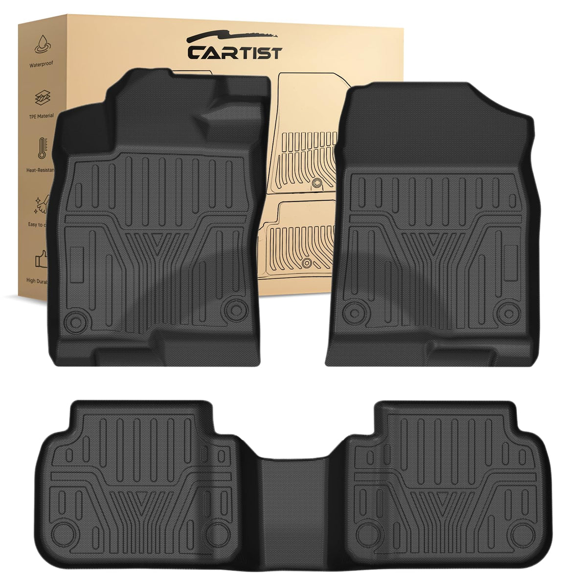Cartist Floor Mats Fit for Honda HR-V HRV 2023 2024 2025 2026 (Include Hybrid) All Weather Floor Liners Front & 2nd Row Floor Mat for HRV Heavy Duty
