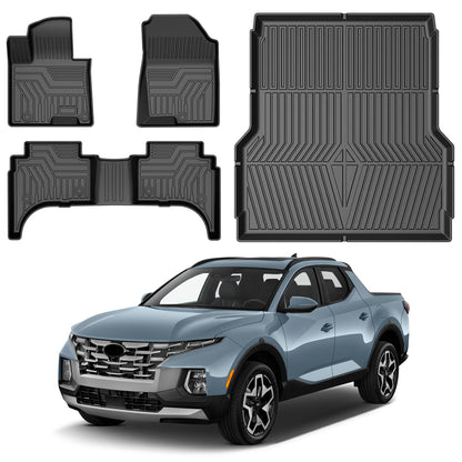 Powerty Floor Mats for 2019-2024 2025 Toyota RAV4 Accessories All Weather Floor Liner 3D TPO 1st & 2nd Row Floor Mat Heavy-Duty Floor Liners(FIT All Models)