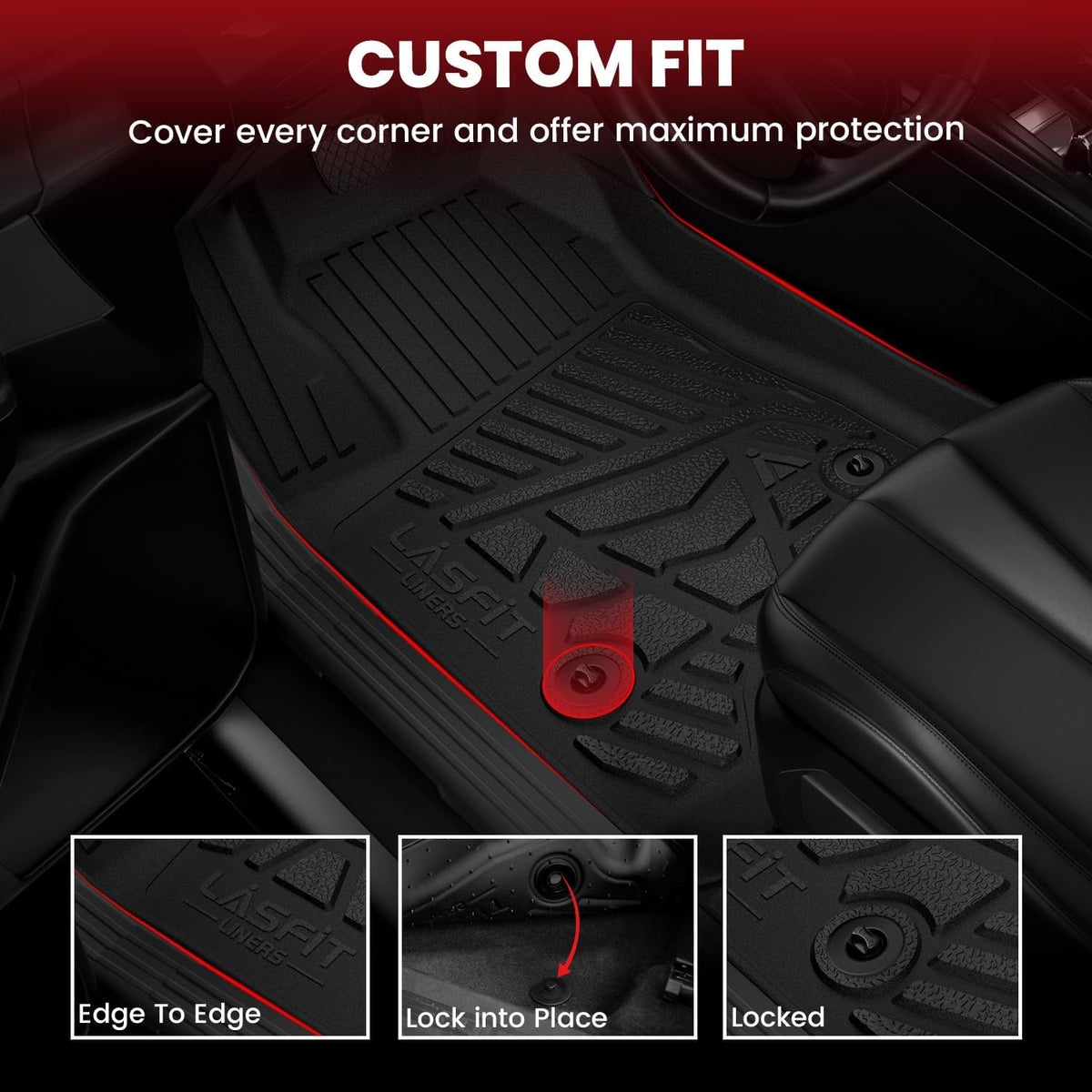 LASFIT Floor Mats for Ford F250 F350 F450 1999-2007 Crew Cab Carpet Floor
