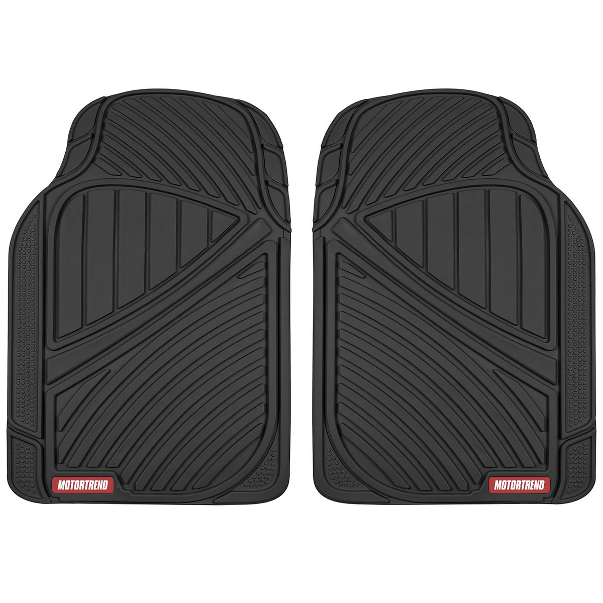 Motor Trend FlexTough Performance All Weather Rubber Car Floor Mats - 3 Piece Floor Mats Automotive Liners for Cars Truck SUV, Heavy-Duty Waterproof (Black)
