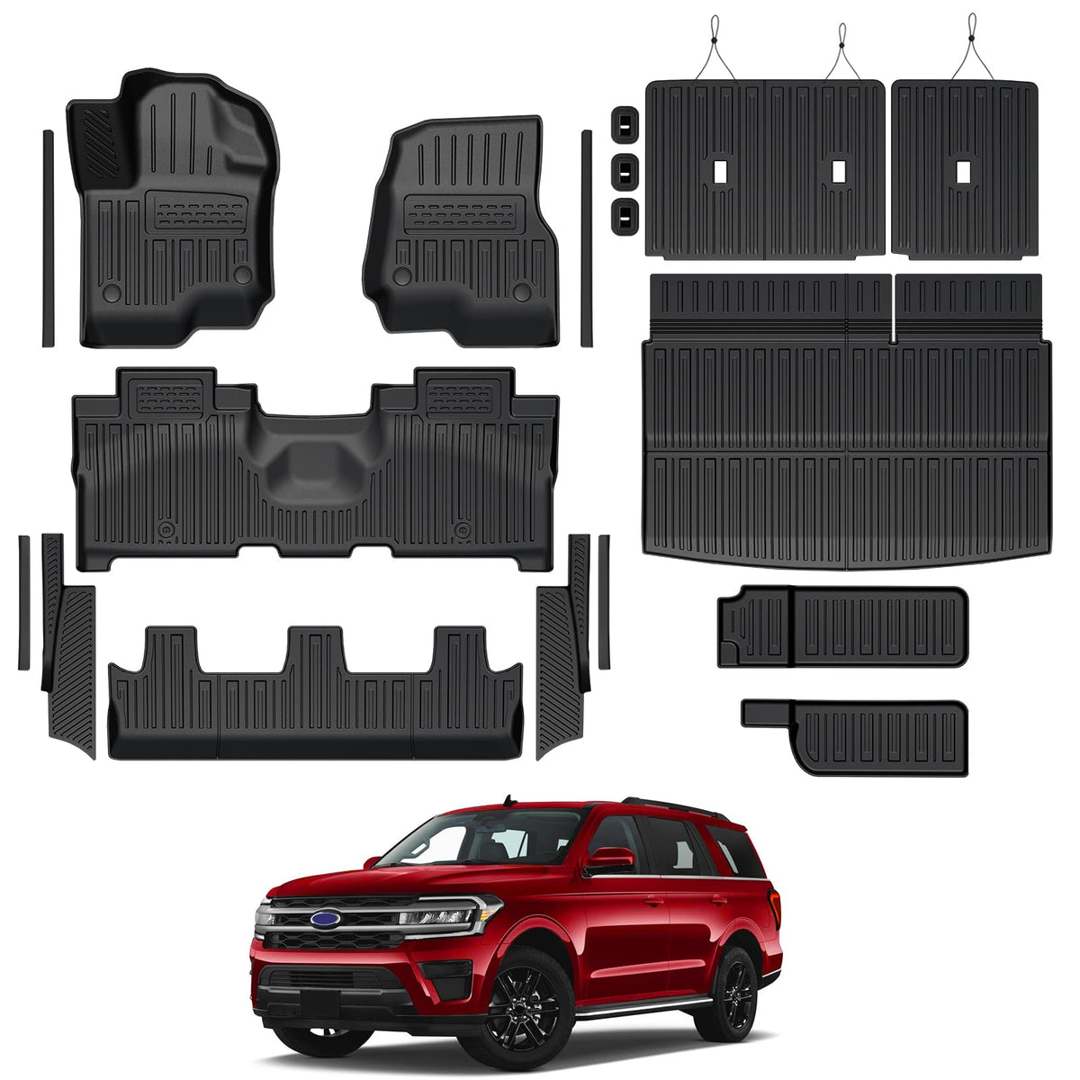 Floor Mats for 2018-2024 Ford Expedition 7-Seat Accessories