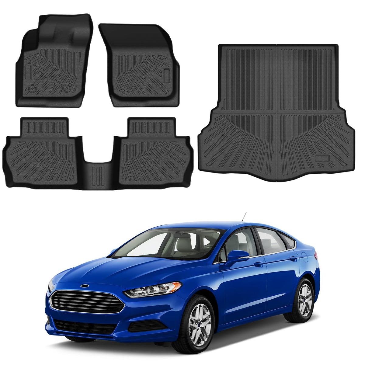 Powerty Floor Mats for 2019-2024 2025 Toyota RAV4 Accessories All Weather Floor Liner 3D TPO 1st & 2nd Row Floor Mat Heavy-Duty Floor Liners(FIT All Models)