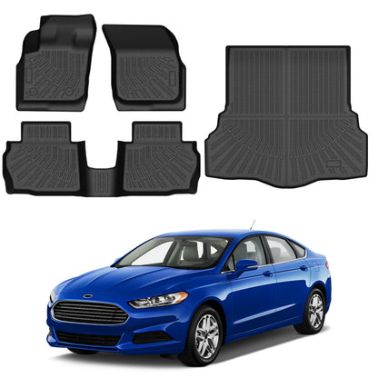 Powerty Floor Mats for 2019-2024 2025 Toyota RAV4 Accessories All Weather Floor Liner 3D TPO 1st & 2nd Row Floor Mat Heavy-Duty Floor Liners(FIT All Models)