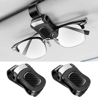 One-Handed car Sunglasses Holder, 2pack Durable Visor Sunglasses Clip, car Interior Accessories for Men and Women, Universal Silicone pad Sunglasses Holder. (Black)
