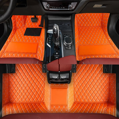 Custom Personalized Floor Mats for Cars，Luxury Full Coverage All Weather Car Floor Mats，Anti-Slip Leather Car Mat Set ，Custom Floor Mats for 99% of Cars, Trucks & SUVs (Pure Black)