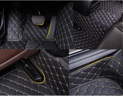 Custom Personalized Floor Mats for Cars，Luxury Full Coverage All Weather Car Floor Mats，Anti-Slip Leather Car Mat Set ，Custom Floor Mats for 99% of Cars, Trucks & SUVs (Pure Black)