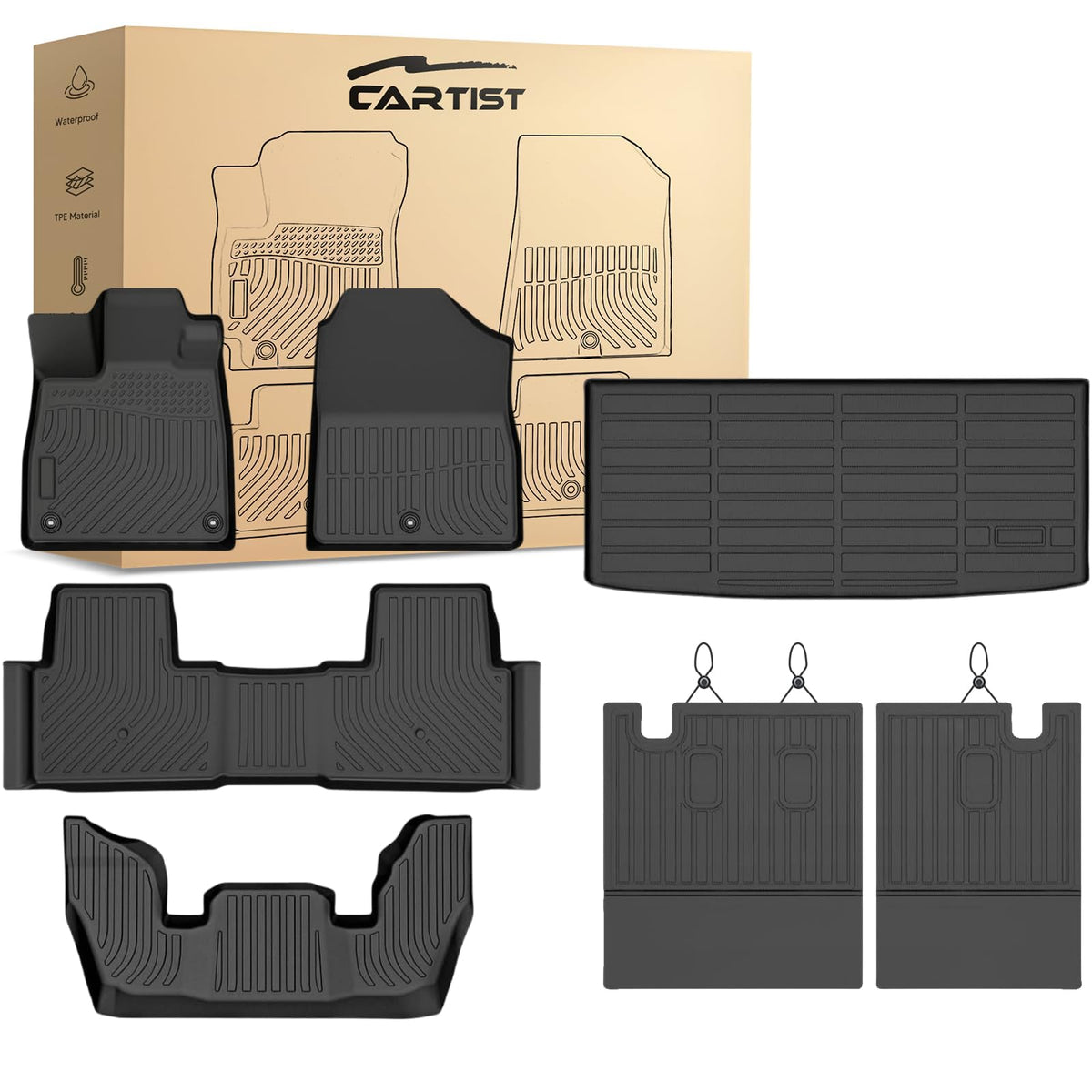 Cartist Floor Mats Fit for Honda HR-V HRV 2023 2024 2025 2026 (Include Hybrid) All Weather Floor Liners Front & 2nd Row Floor Mat for HRV Heavy Duty