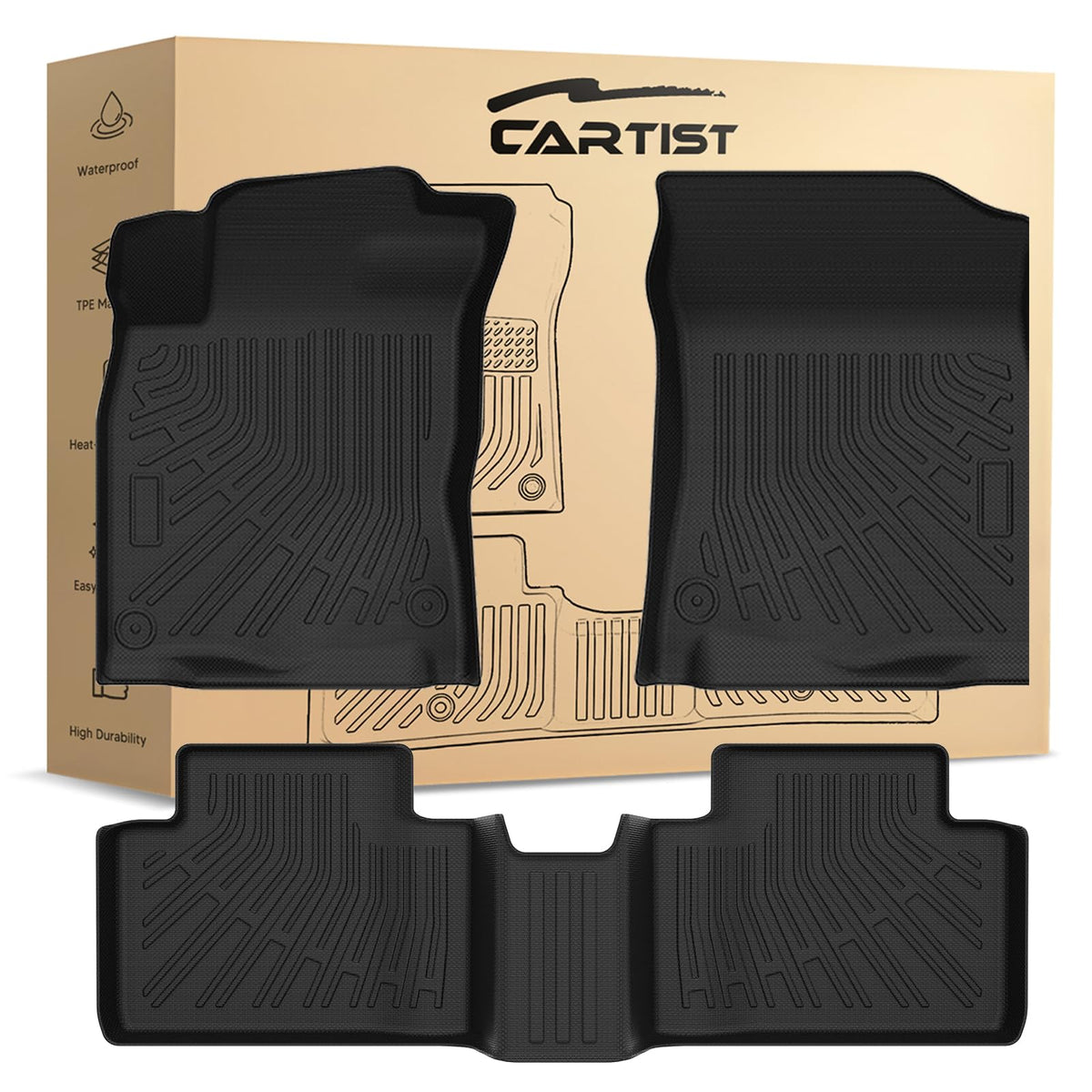 Cartist Floor Mats Fit for Honda HR-V HRV 2023 2024 2025 2026 (Include Hybrid) All Weather Floor Liners Front & 2nd Row Floor Mat for HRV Heavy Duty