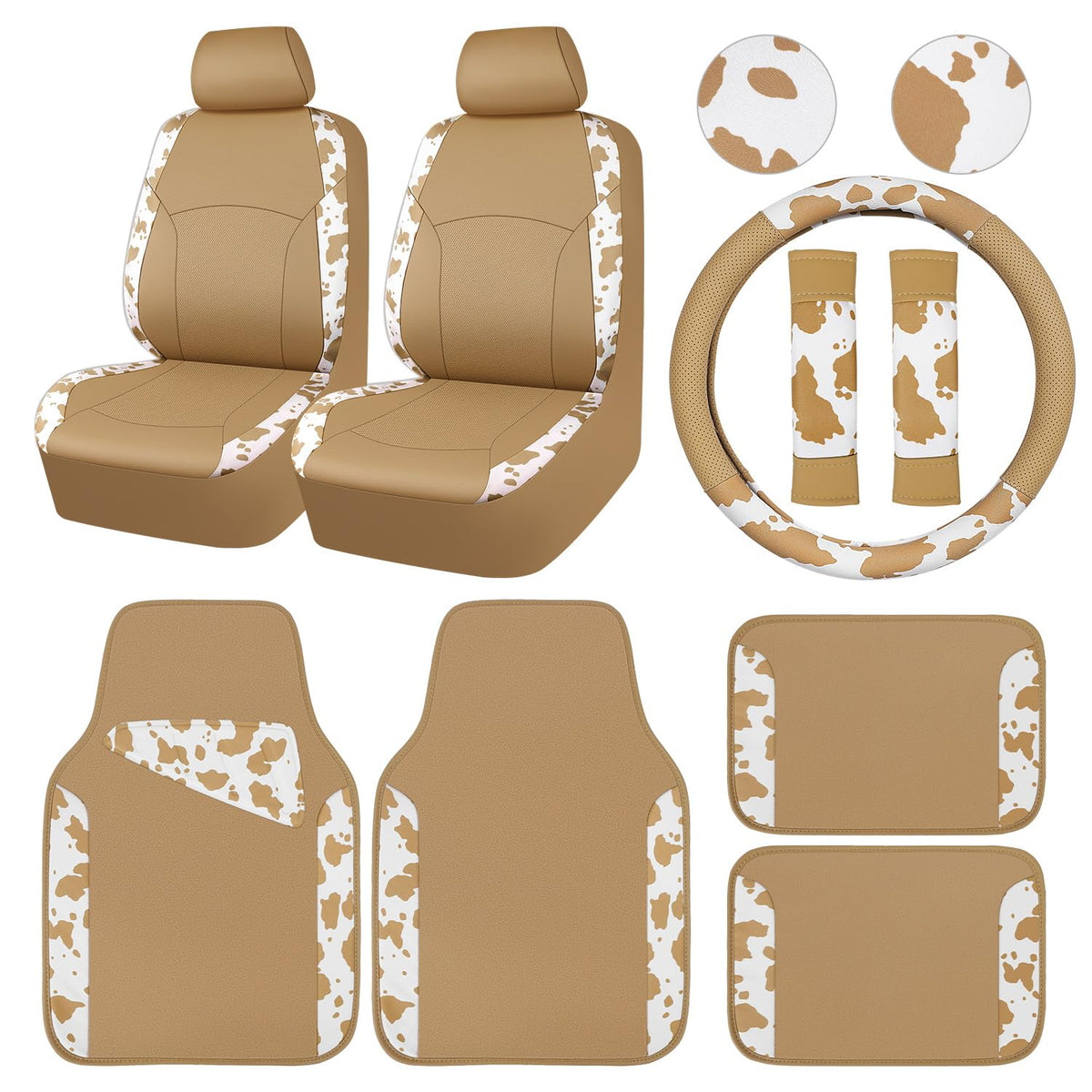 CAR PASS Waterproof Universal Car Floor Mats, Leopard Print Car Mats Fit for SUV,Vans,sedans, Trucks,Set of 4pcs Car Carpet with Driver Heel Pad and Nibs Backing, Leopard Car Accessories Gray Leopard