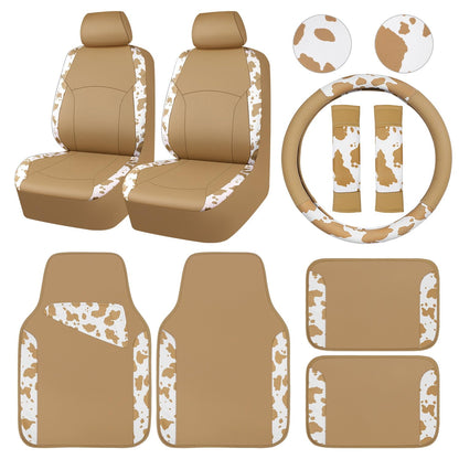 CAR PASS Waterproof Universal Car Floor Mats, Leopard Print Car Mats Fit for SUV,Vans,sedans, Trucks,Set of 4pcs Car Carpet with Driver Heel Pad and Nibs Backing, Leopard Car Accessories Gray Leopard