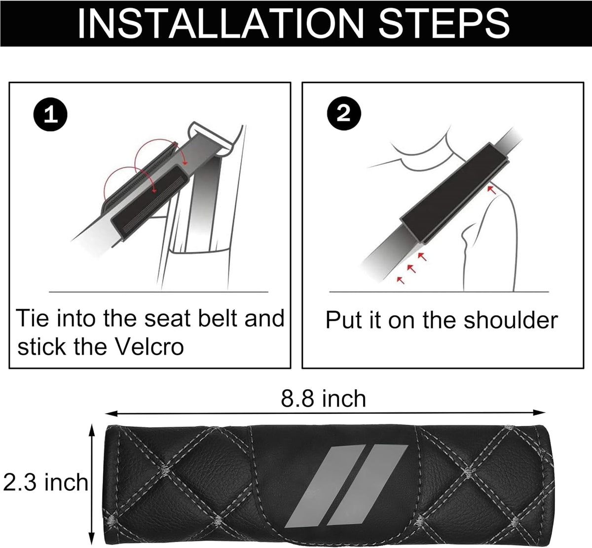 YOSRTER Seat Belt Pad, Shoulder Strap Protection Pad for Dodge Charger Durango Challenger Journey Seat Belt Covering Pad Anti-Scratch Leather Seat Belt Decoration（Gray Trim）