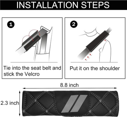 YOSRTER Seat Belt Pad, Shoulder Strap Protection Pad for Dodge Charger Durango Challenger Journey Seat Belt Covering Pad Anti-Scratch Leather Seat Belt Decoration（Gray Trim）