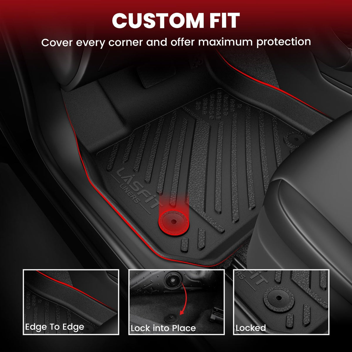 LASFIT Floor Mats for Honda Accord 2008-2012 (Fit Sedan, NOT for Coupe)