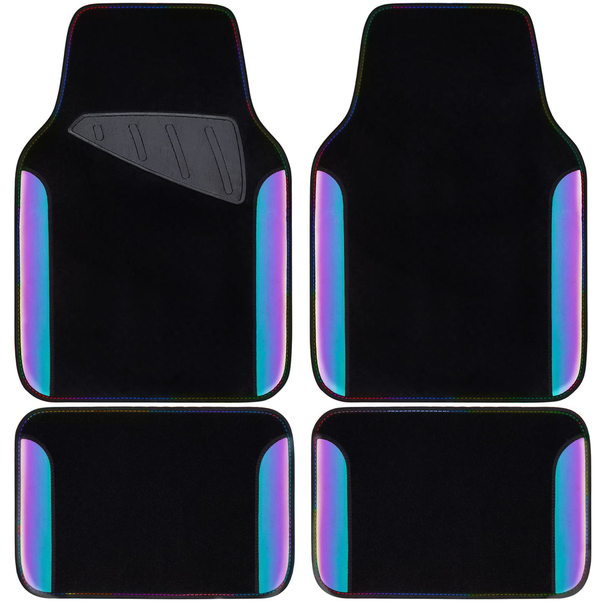 CAR PASS Waterproof Universal Fit Car Floor Mats, Faux Leather Car Carpet Mats, Black Car Mats with Anti-Slip Nibbs Backing & Driver Heel Pad Fit for SUV,Vans,sedans, Trucks,Set of 4pcs(All Black)