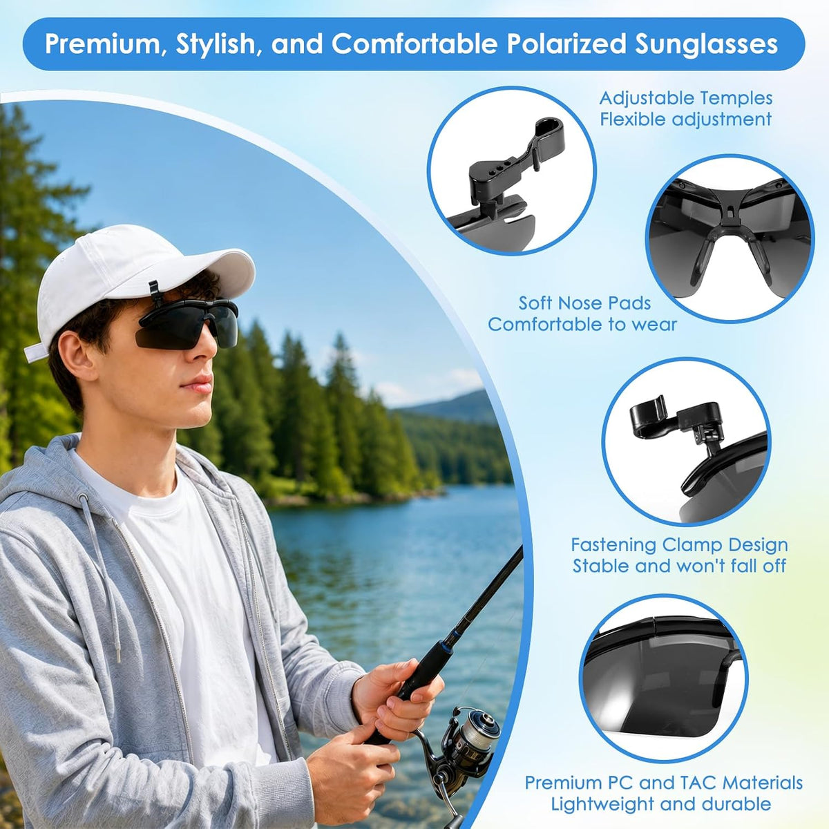 DEECOZY Outdoor Polarized Sunglasses, Fishing Cycling Traveling Flip Cover UV Protection Sunglasses That Can Clip on the Cap