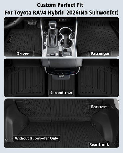 Floor Mats & Cargo Mat & Backrest Mat Custom for Toyota RAV4 Hybrid 2026