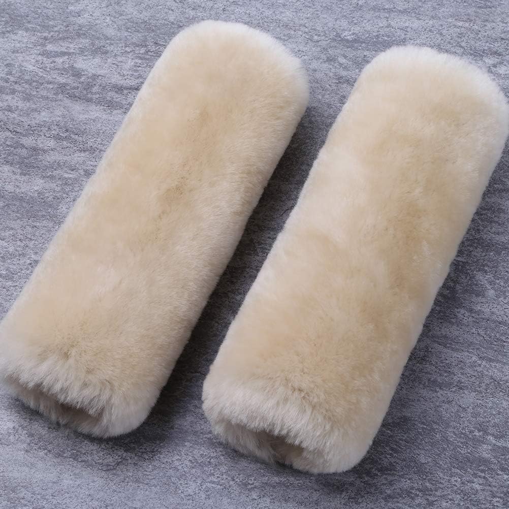 OGLAND 2 Pack Sheepskin Car Seat Belt Cover Pads | Wool Seatbelt Cushions