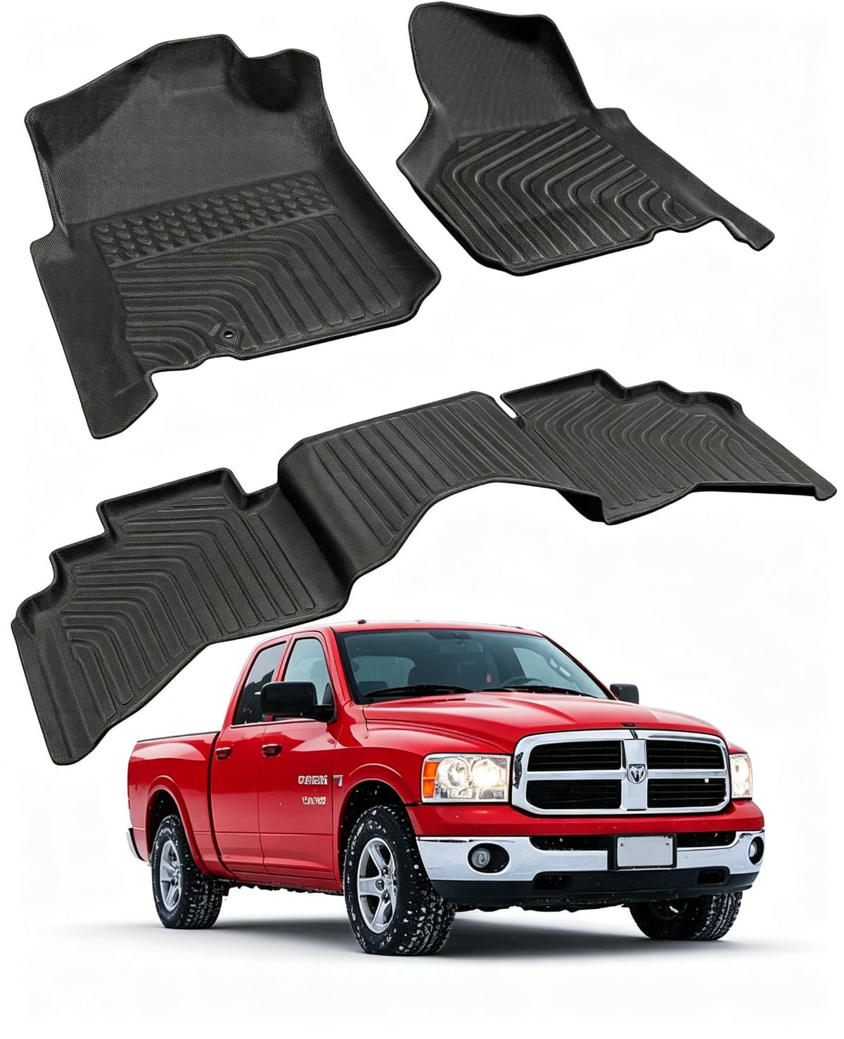 Car Floor Mats for Toyota Prius 2010-2015, 4PCS TPE Car Mats & Trunk Liner