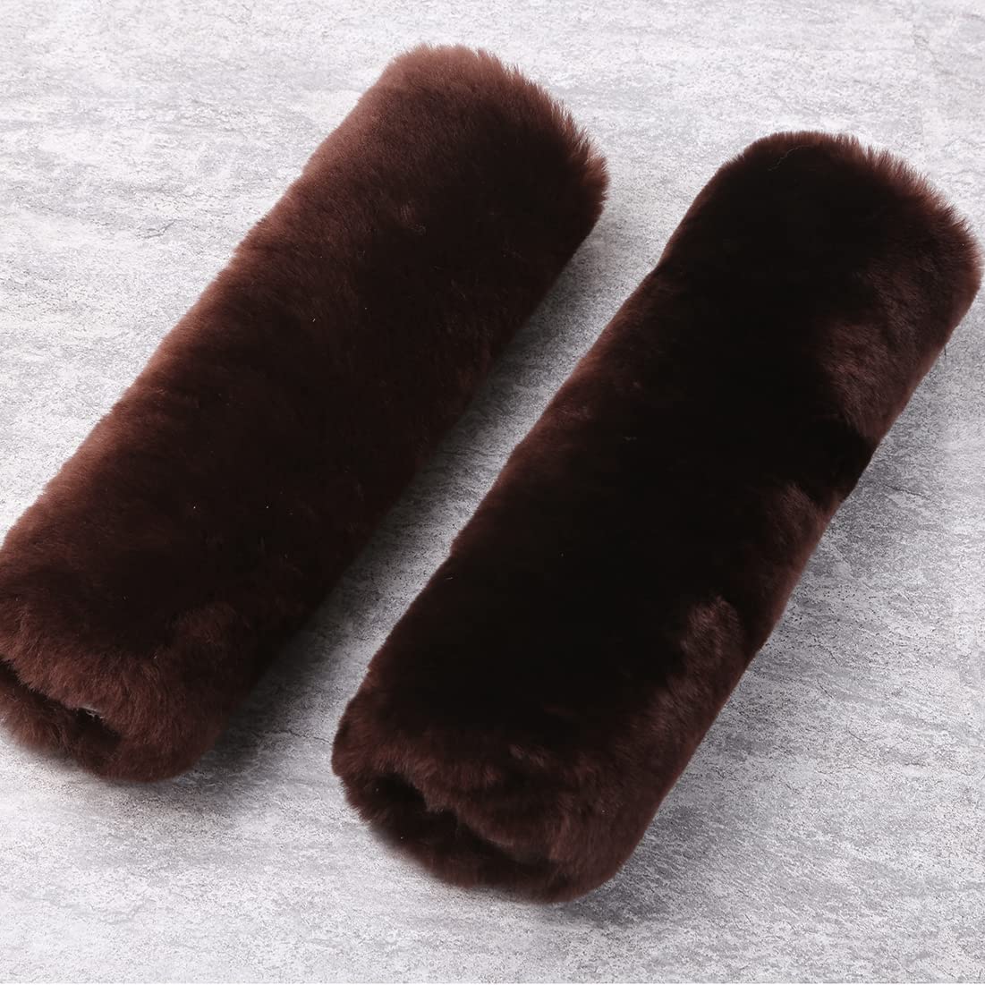 OGLAND 2 Pack Sheepskin Car Seat Belt Cover Pads | Wool Seatbelt Cushions