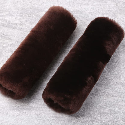 OGLAND 2 Pack Sheepskin Car Seat Belt Cover Pads | Wool Seatbelt Cushions