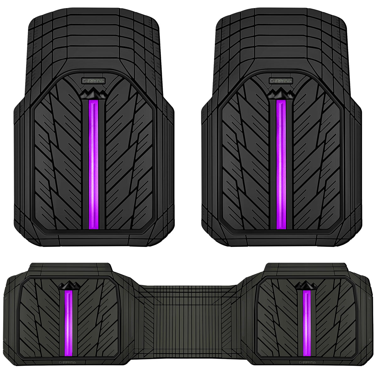 CAR PASS Heavy Rubber Car Floor Mats, Deep Waterproof Car Mats All Weather, Universal Trim-to Fit Automotive Floor Mats for Car SUV Truck Van, Durable Floor Liners Solid Black