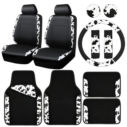 CAR PASS Waterproof Universal Car Floor Mats, Leopard Print Car Mats Fit for SUV,Vans,sedans, Trucks,Set of 4pcs Car Carpet with Driver Heel Pad and Nibs Backing, Leopard Car Accessories Gray Leopard