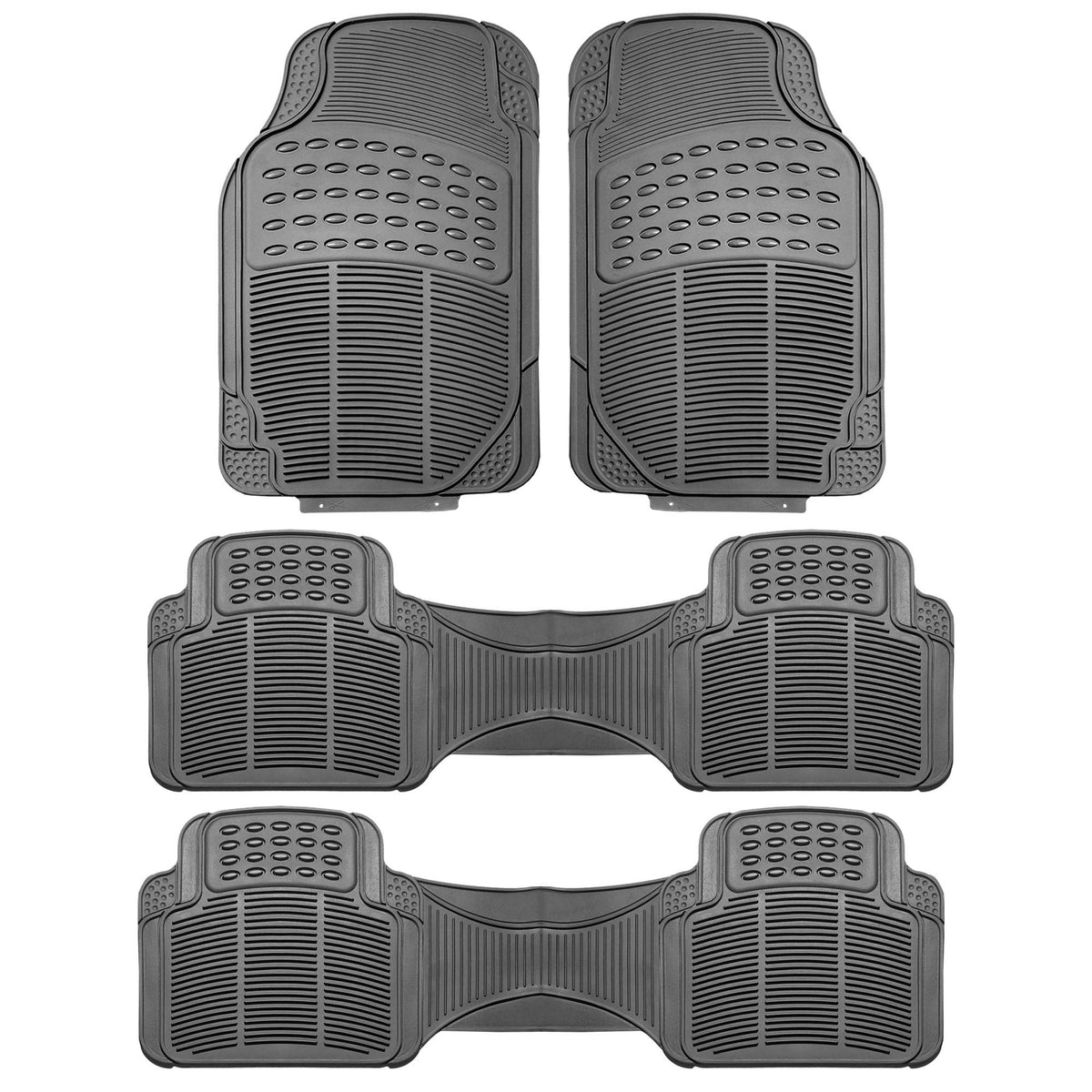 FH Group Automotive Floor Mats - Heavy-Duty Rubber, Universal Fit Full Set, ClimaProof, Trimmable For Most Cars, Sedan, SUV, Truck, Black