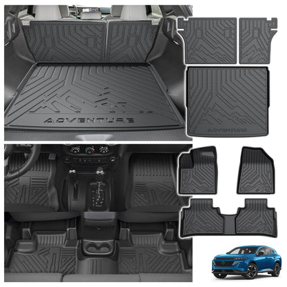 Powerty Floor Mats for 2019-2024 2025 Toyota RAV4 Accessories All Weather Floor Liner 3D TPO 1st & 2nd Row Floor Mat Heavy-Duty Floor Liners(FIT All Models)