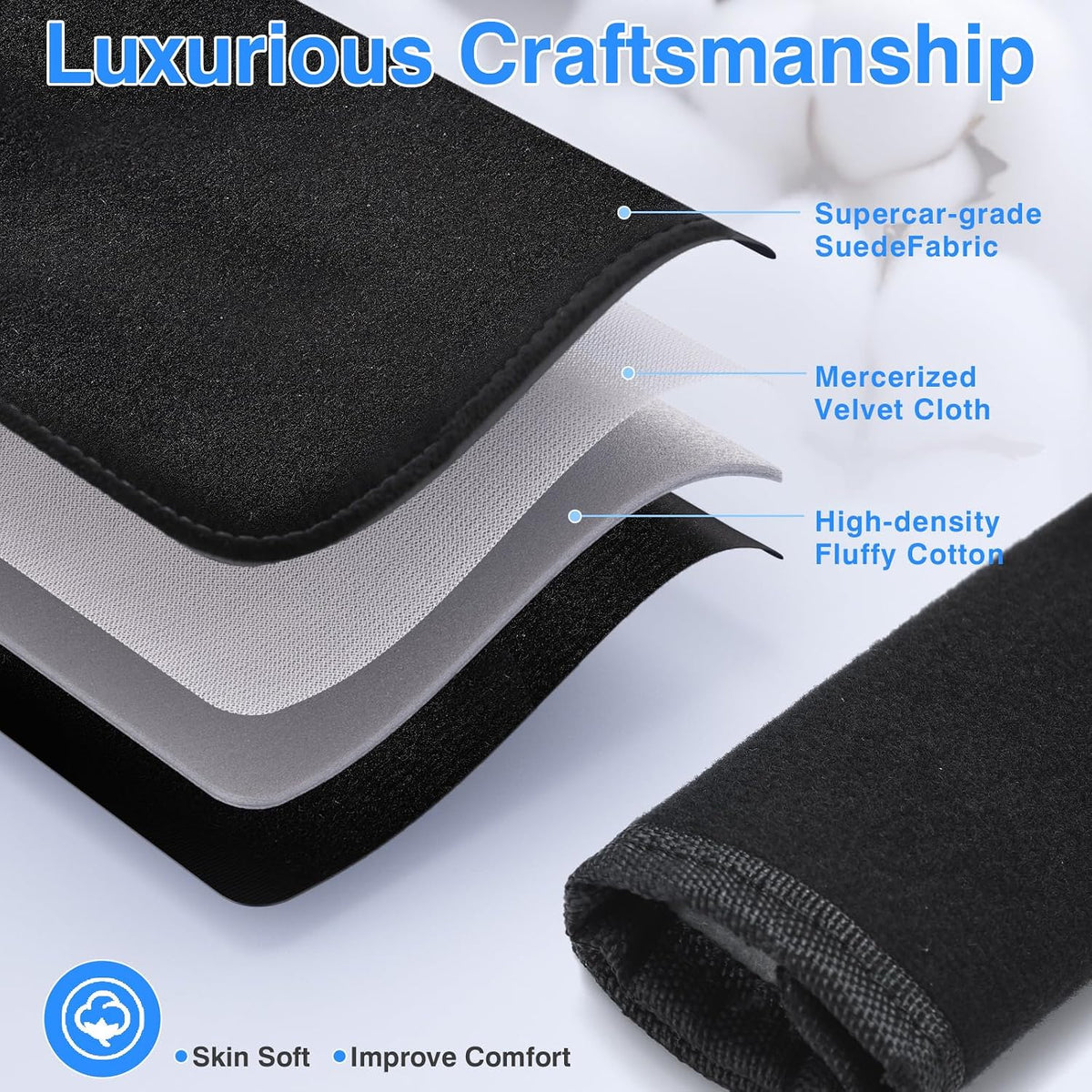 Upgraded Extra Long Car Seat Belt Cover, Soft Shoulder Pad for All Vehicles