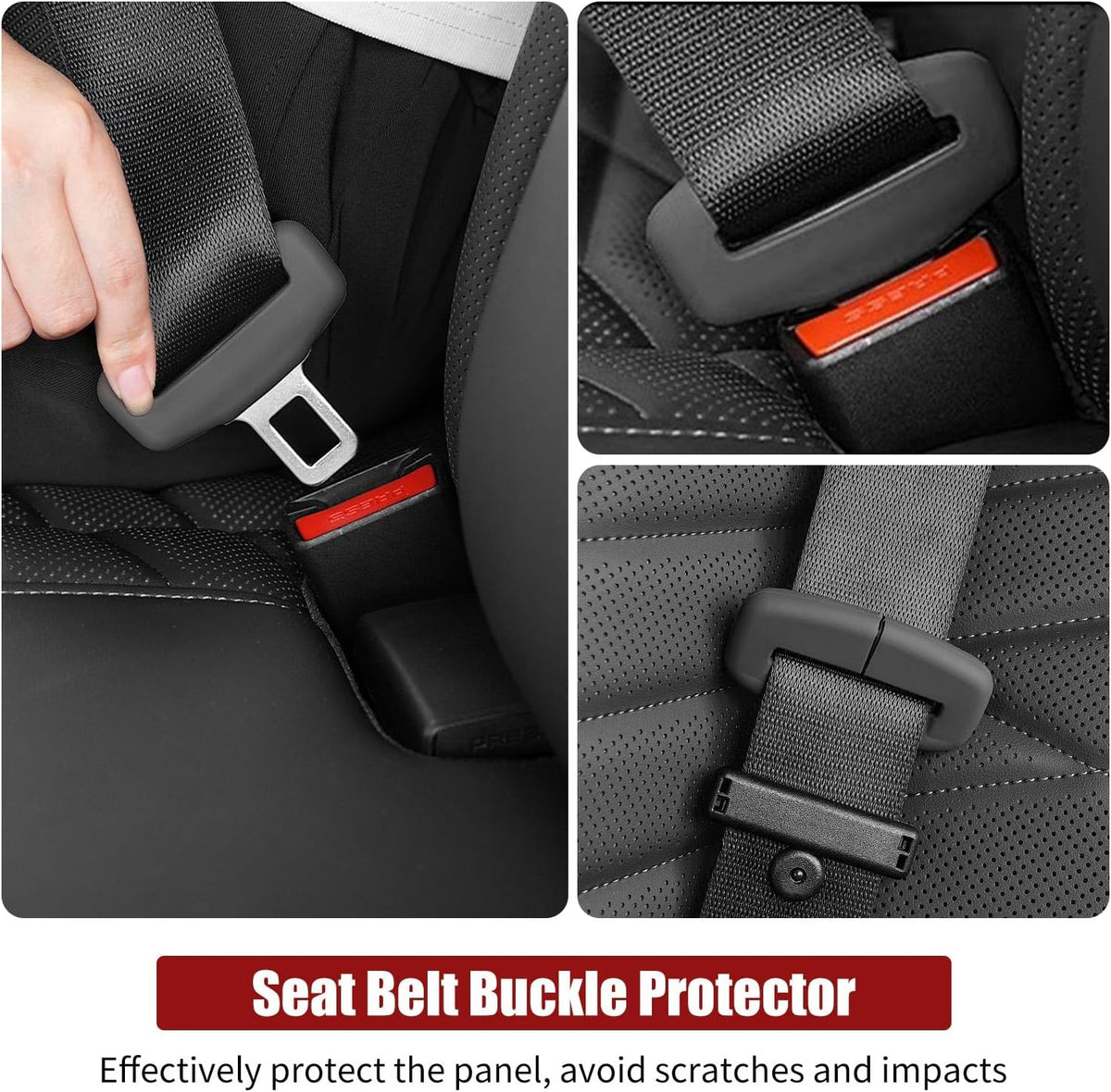 5pcs Car Seat Belt Buckler Cover, Silicon Anti-Scratch Seatbelt Buckler Protector Silencer Clip Holster for BMW Accessories, Car Interior Accessories for Men and Women (5pcs Black)