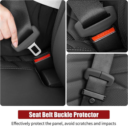5pcs Car Seat Belt Buckler Cover, Silicon Anti-Scratch Seatbelt Buckler Protector Silencer Clip Holster for BMW Accessories, Car Interior Accessories for Men and Women (5pcs Black)