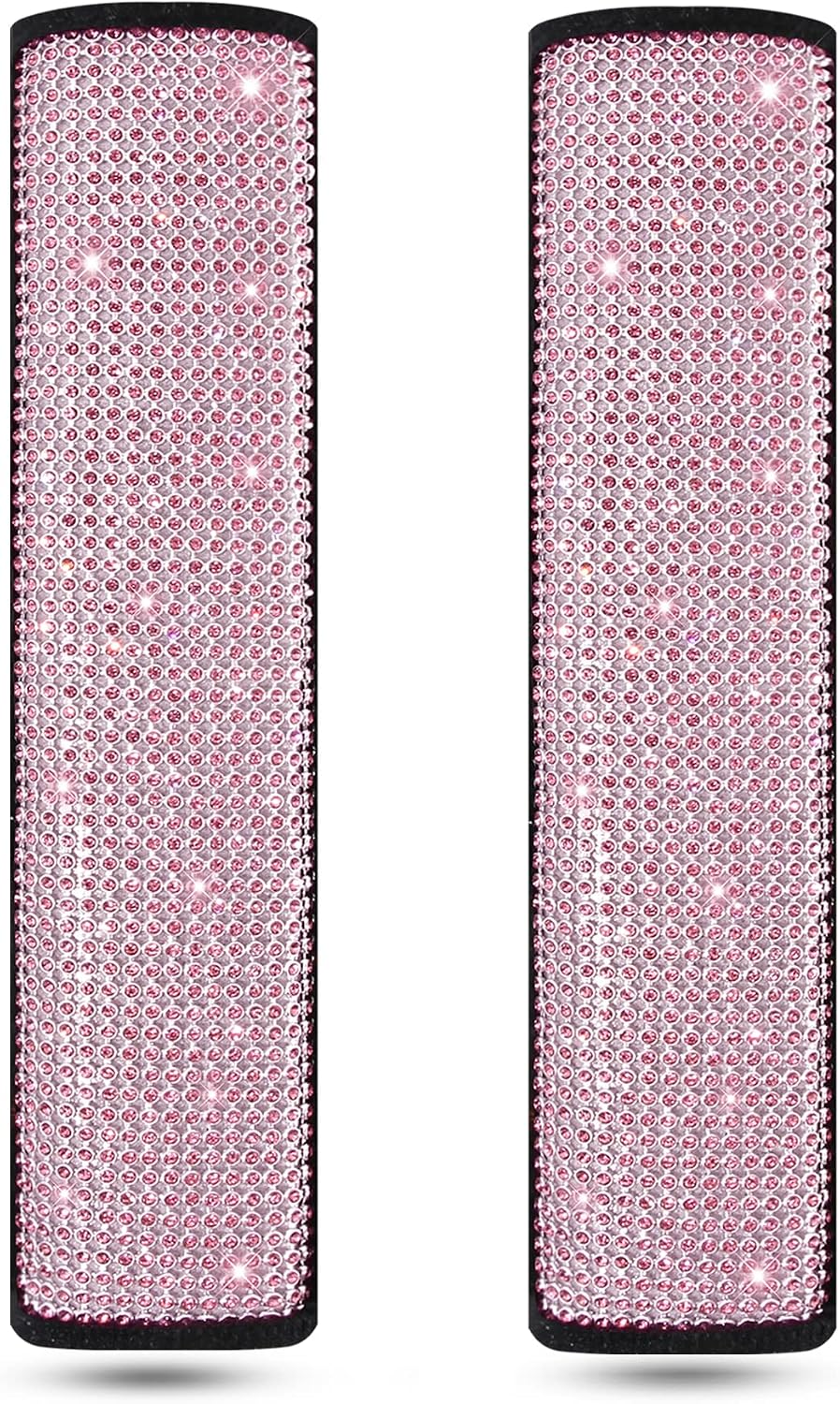 HighnessHwoo Bling Car Seatbelt Covers for Women Girls, Rhinestone Crystal Velvet Seat Belt Cushion Pad Cover Protector, Diamond Shine Safety Shoulder Pad, Car Interior Accessories, 2pcs, Pink, 25cm