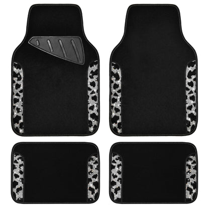 CAR PASS Bling Diamond Car Floor Mats, Sparkling Crystal Shining Glitter Rhinestone Carpet, Anti-Slip PVC Heel Pad Waterproof Universal for Automotive SUV,Sedan,Van,4pcs Girl Women Men Black Diamond