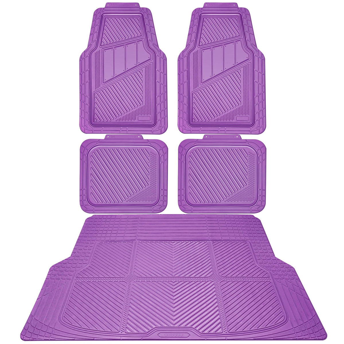 CAR PASS Heavy Duty Rubber Floor Mats 4-Piece,Pink Car Mats Full Sets Anti-Slip,Waterproof Universal Trim-to-Fit for Car SUV Truck, Durable All Weather Automotive Car Mats for Women,Girly(All Pink)