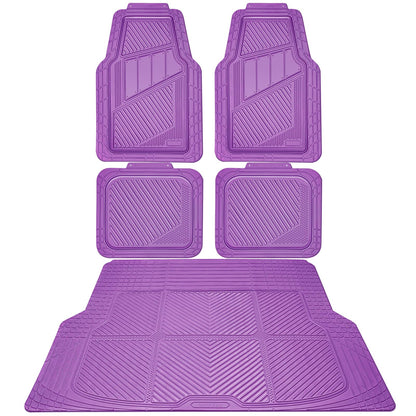 CAR PASS Heavy Duty Rubber Floor Mats 4-Piece,Pink Car Mats Full Sets Anti-Slip,Waterproof Universal Trim-to-Fit for Car SUV Truck, Durable All Weather Automotive Car Mats for Women,Girly(All Pink)