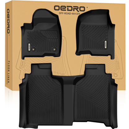 OEDRO Floor Mats Fit for 2019-2026 Chevrolet Silverado GMC Sierra 1500 & 2020-2026 2500HD 3500HD Crew Cab Bench Seat, All-Weather Protection Floor Liners, TPE Material Car Mats, Black