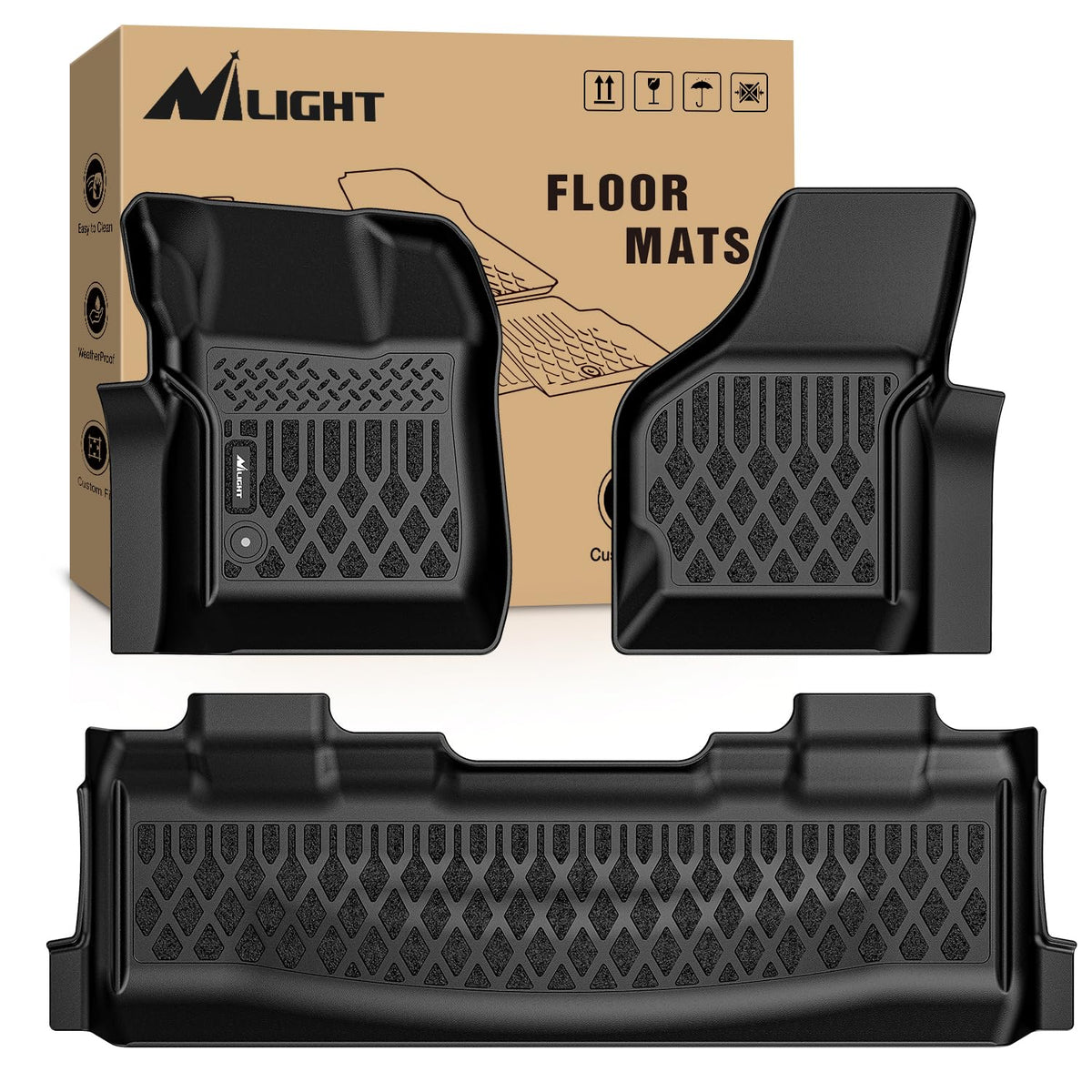 Nilight TPE Floor Mats for Ford F250 F350 F450 Super Duty Crew Cab