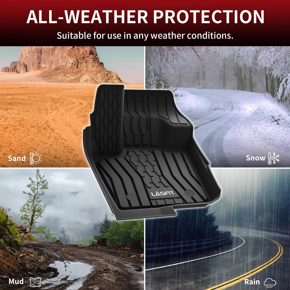LASFIT Floor Mats for Ford Fusion 2017-2020 SE/S/SEL/Titanium/Hybrid