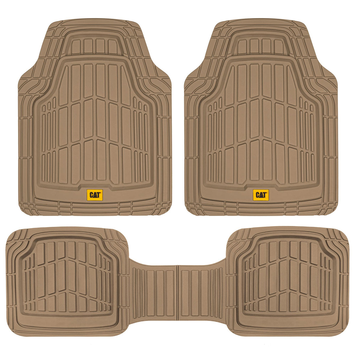 Cat® ToughRide™ Heavy-Duty 3 Piece Rubber All Season Floor Mats for Car Truck Van SUV, Black - Premium Trim to Fit Cars Floor Mat, All Weather Deep Dish Automotive Floor Mats, Total Dirt Protection