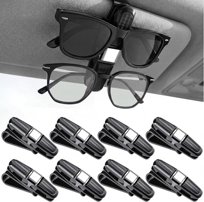 Konohan 8 Pack Sunglasses Holder for Car Visor, Rotational Clip, Silver