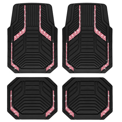 PIC AUTO Heavy Duty Rubber Floor Mats, Purple Aluminum Film Car Mats Set, Front and Rear Car Mats with Anti-Slip Backing, All Weather Protection, Trim-to-Fit for Automotive SUV, Sedan, Van