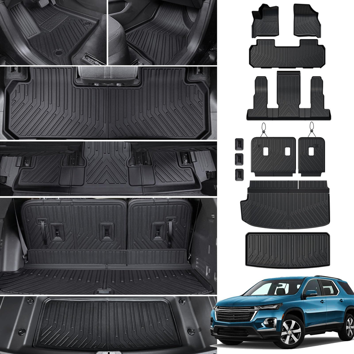 Floor Mats for Dodge Durango 2016-2026 7 Seats w/Bench Seats