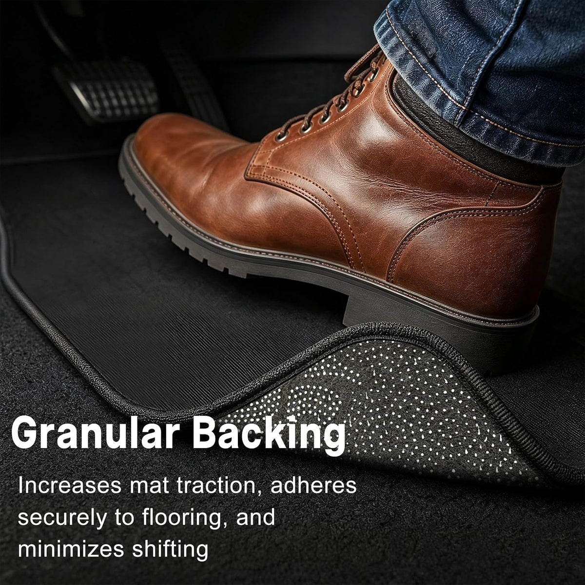 4 PCS Car Floor Mats, Waterproof Auto Rug Floor Pads Stylish Interior Accessories, Anti-Slip Front & Rear Carpet Mats Universal Protective Pads for Cars Trucks SUVs (Black)