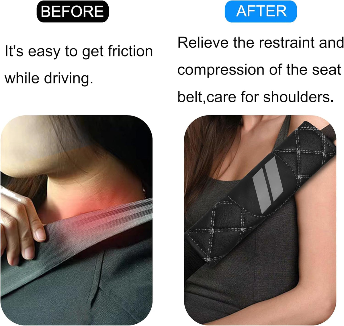 YOSRTER Seat Belt Pad, Shoulder Strap Protection Pad for Dodge Charger Durango Challenger Journey Seat Belt Covering Pad Anti-Scratch Leather Seat Belt Decoration（Gray Trim）