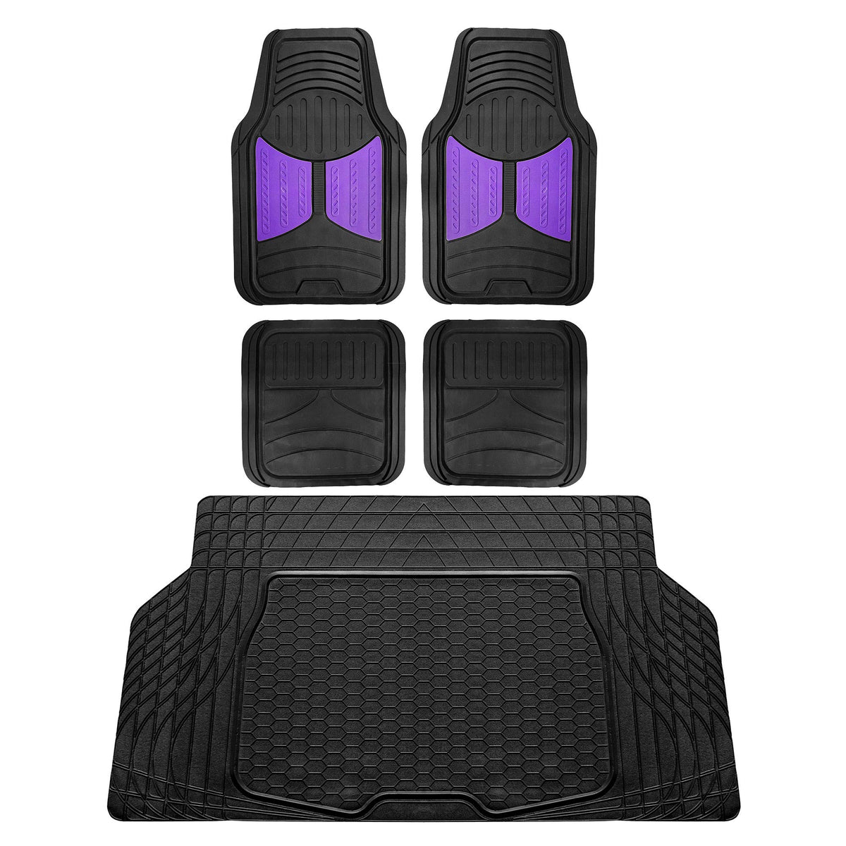 FH Group Automotive Floor Mats - Heavy-Duty Monster Eye Rubber for Cars, Universal Fit Full Set, Climaproof Mats, Trimmable Most Sedan, SUV, Truck Pink