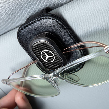 Sunglasses Holder, Leather Glasses Holders Compatible with BMW m Series Car Sun Visor, Eyeglasses Hanger and Ticket Card Clip Eyeglasses Mount for Car, for Accessories, Black