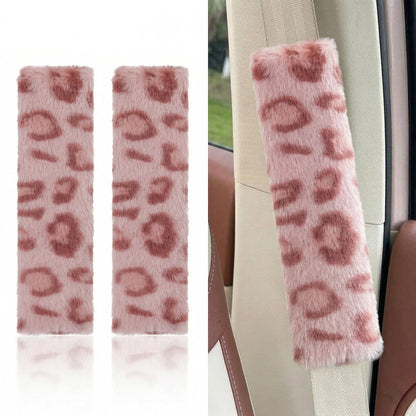 Leopard Print Seat Belt Cover Pad 2 PCS Cute Shoulder Pads