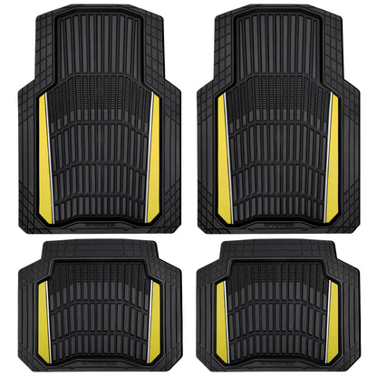 CAR PASS Heavy Duty Rubber Car Floor Mats, Deep Waterproof Car Floor Mats All Weather, Aluminum Film Floor Mats for Cars Non-Slip Universal Trim to Fit for SUVs Trucks Sedans Vans, Black Grey Metallic