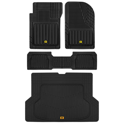 Cat® ToughLiner™ Gray Car Floor Mats - Heavy Duty Trim to Fit Floor Mats for Trucks - All-Weather Truck Accessories & Odorless Rubber Automotive Floor Mats - Car Mats & SUV Floor Liners for Car