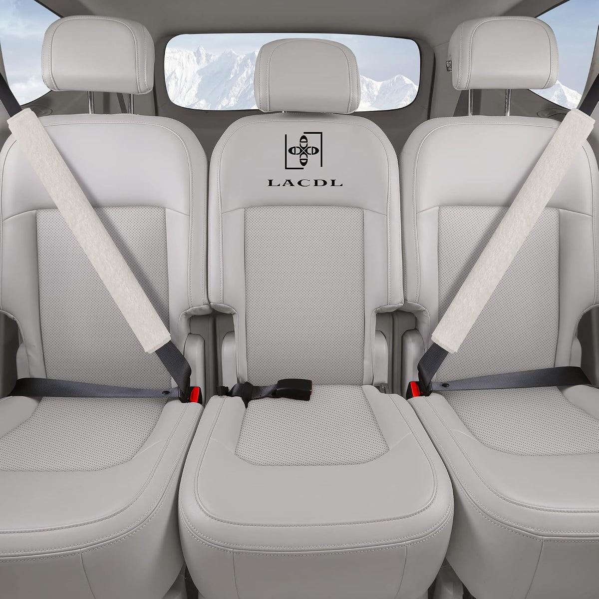 LACDL Extra Long Seatbelt Covers Super Soft Furry for Adults Kids Women & Men, Thick Plush Full Car Seat Belt Cushion, Fluffy Shoulder Pad Protector, Auto Interior Accessories, 1pc, Off White, 15.5in